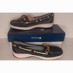 SPERRY TOP SIDER ANGELFISH NAVY/GOLD MESH BOAT SHOE